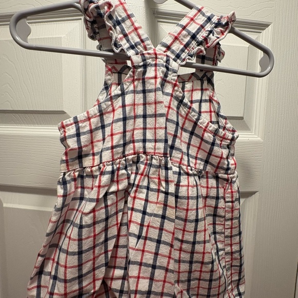 Red and Blue Ruffled Buttoned Sundress - Picture 3 of 4